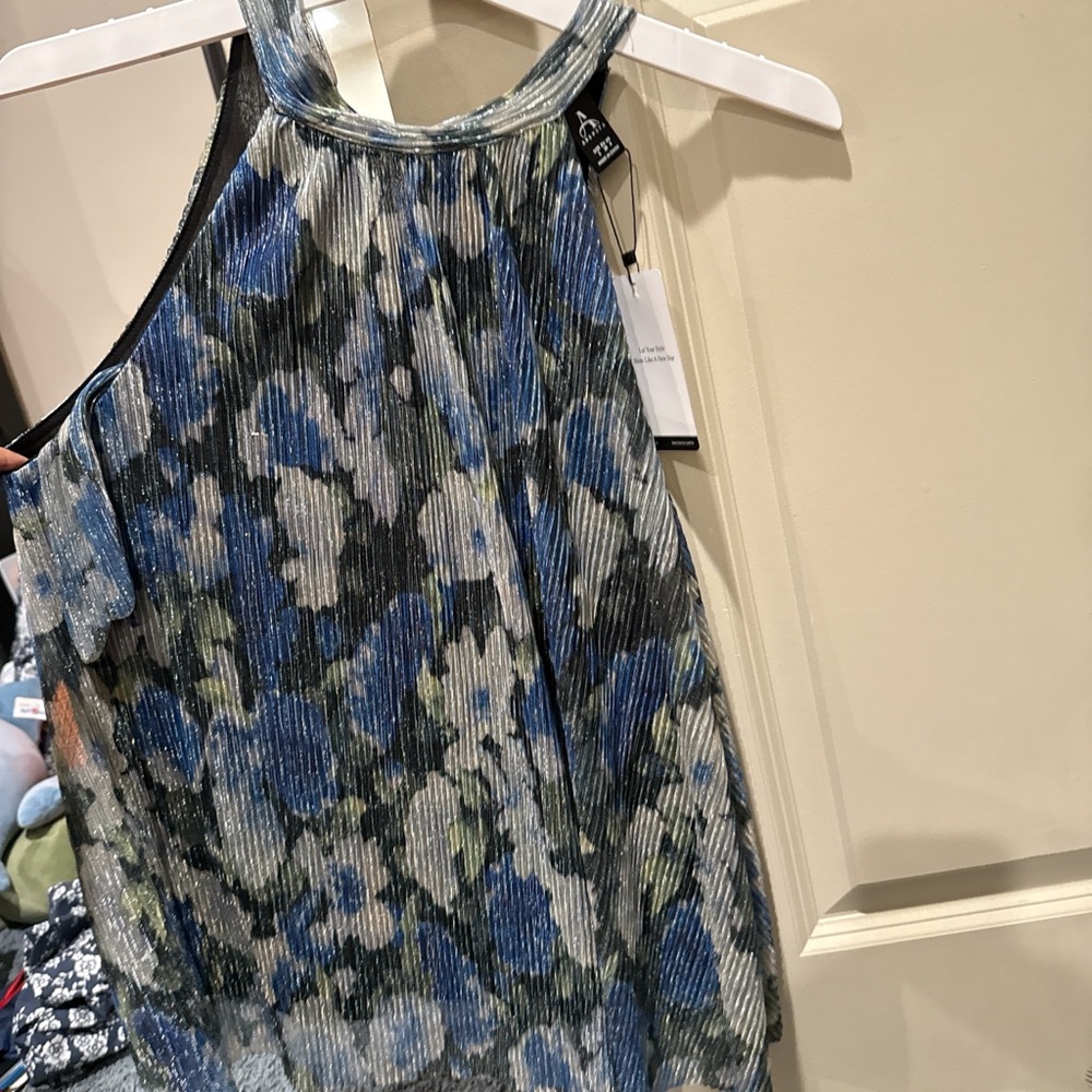 Anastasia Blue and Black Floral Blouse